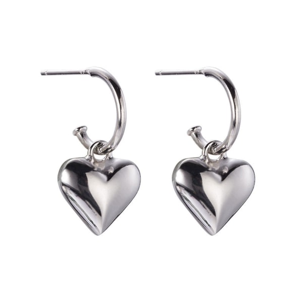 2 st Personlighet Glansiga kärleksörhängen Matchande hjärtformade metallörhängen