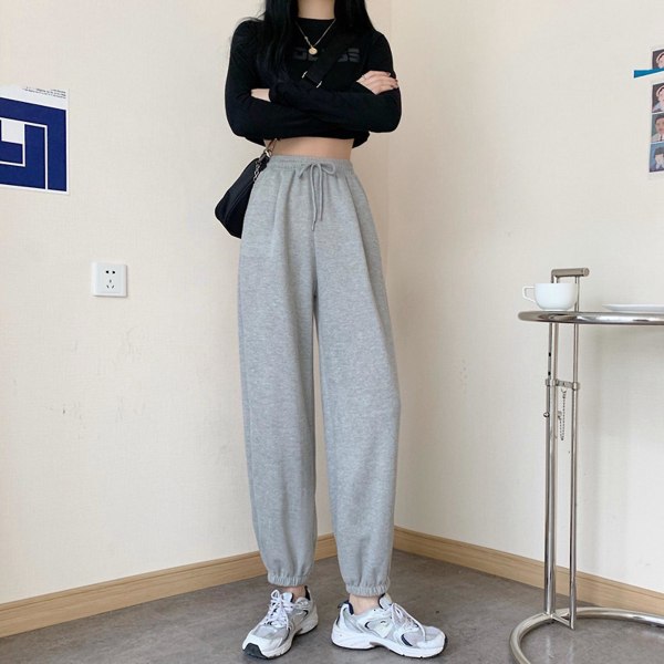 Dame Høy Taljet Baggy Joggebukse Allsidige Bukser Med Lommer Egnet For Shopping og Bruk Black M