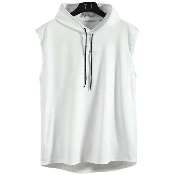 Miesten urheiluhuppariliivi, hupullinen, väljä, korealainen T-paita rentoon päivittäiseen käyttöön, juhliin, kouluun White 2XL