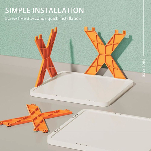 Skoställ i plast, stapelbart, gör-det-själv, fri kombination, skohylla i flera nivåer för hall Vibrant Orange Five Layers