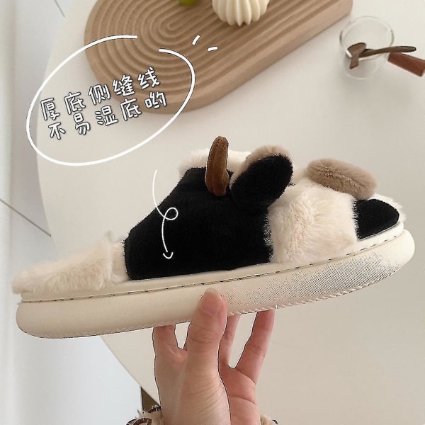 Pehmeät Söpöt Lehmäpuuvillatossut Opiskelijoiden Kotitossut Liukueste Lämpimät Pariskunta Sarjakuva Maitolehmä Pehmotossut Style3-khaki-heel 42-43