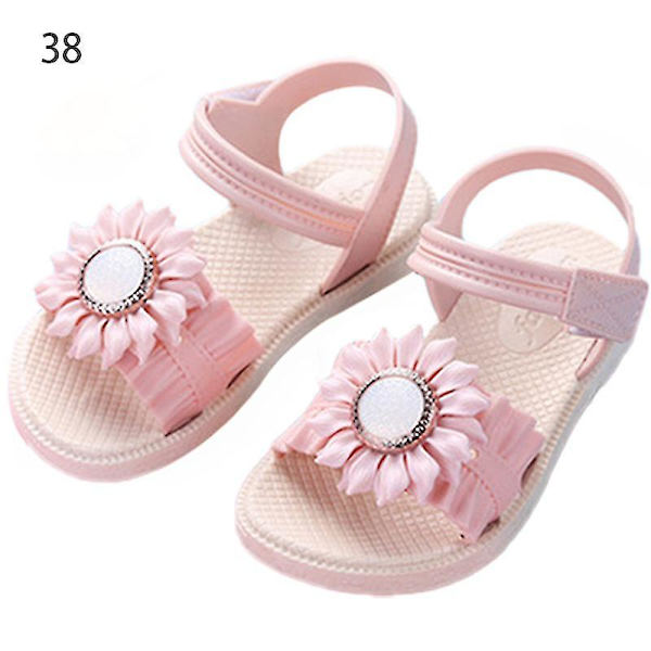 Pigesandaler med åben tå, margueritblomst, sommerstrandsko med PVC-sål, skridsikre Apricot 38