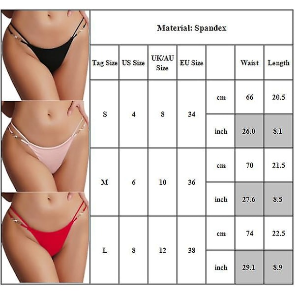 Dam Metallkedja Trosor Sexiga Underkläder T-rygg G-string Underbyxor Red L