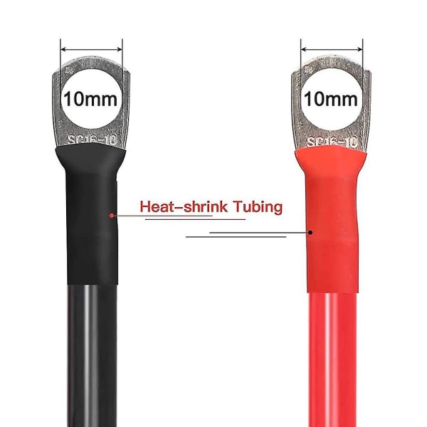 Batterikabelsats med terminaler, 3/8-tums öglor positiva och negativa 16-10mm