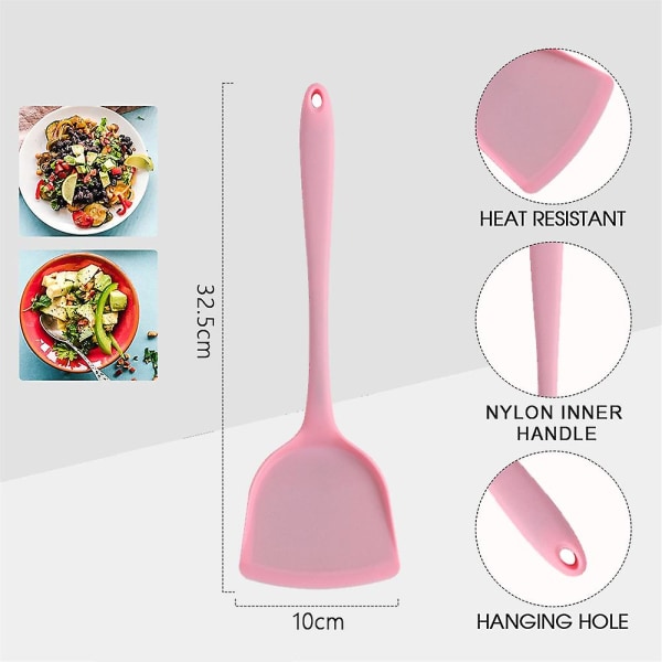 Silikonspatel för wok, nonstick-vändspatel, värmebeständig solid silikonspatel för stekning utan att fastna