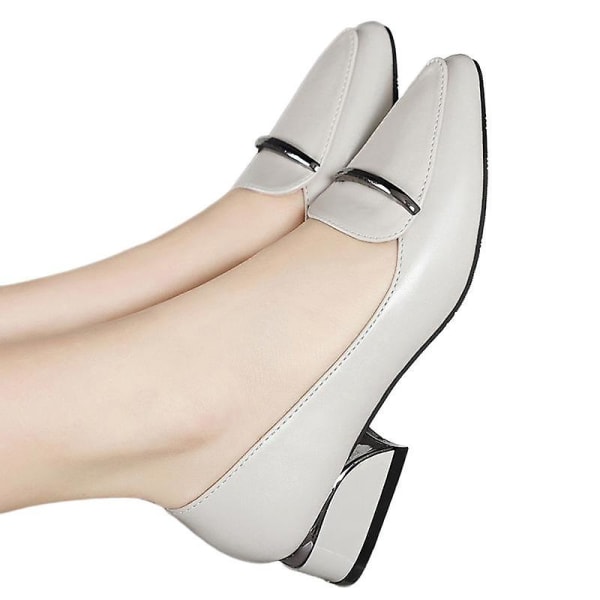 Dame Lak Loafers Håndlavede Spids Tå Læder Komfortabel Slip-On Dame Flade Sko grey 36