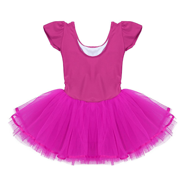 2-10 år Flickor Balettklänning Gymnastikdräkt Ballerina Sko Tryck Mesh Tutu Dansklass Scenföreställning Kostym Danskläder Red XL