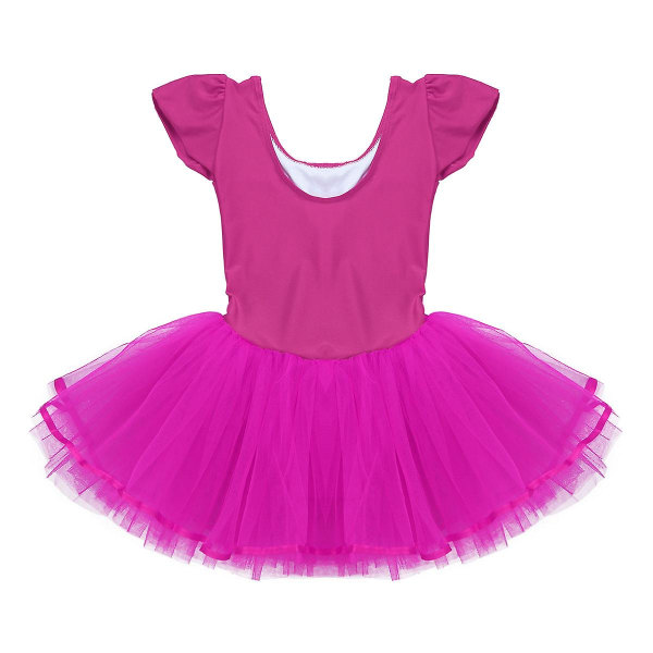 2-10 År Piger Ballet Kjole Gymnastikdragt Ballerina Sko Print Mesh Tutu Danseklasse Sceneoptræden Kostume Dansebeklædning Red XL