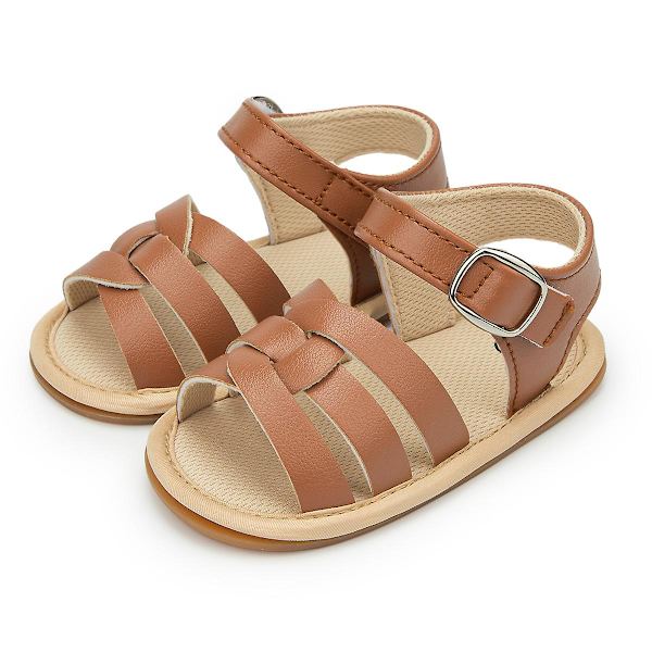 Bebisskor Spädbarnssandaler Läder Gummi Platt Halkfri Mjuksula Toddler Flickpojke Första Gåare Spjälsängsskor Storlek 0-18M White 13-18 Months