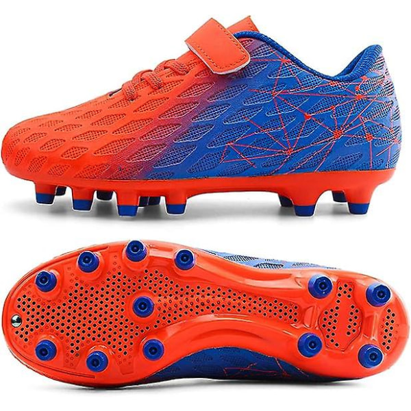 Fotballsko for barn, faste knotter, gutter, jenter, atletiske utendørssko Orange Blue 32