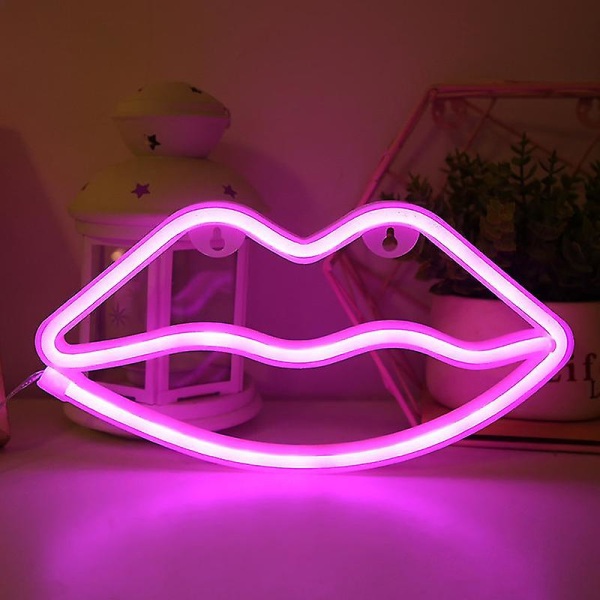 LED Neon Lys Veggkunst Skilt Soveromsdekor Regnbue Hengende Nattlampe Hjemmefest Høytidsdekor Julegave Lip