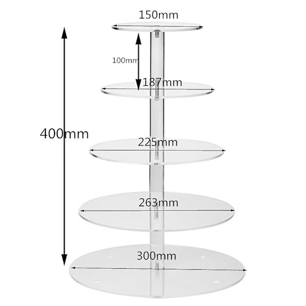 3/4/5/6 Vånings Tårtställ Transparent Glas Displaybricka Rack Dekorationsverktyg 6 Layer