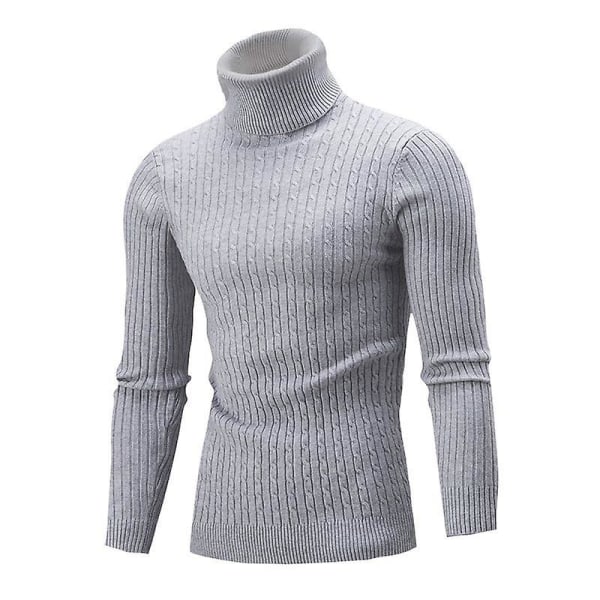 Herre Genser Strikket Høy Hals Slim Ensfarget Enkel Topp For Daglig Bruk Hjemme Skole Gray 3XL