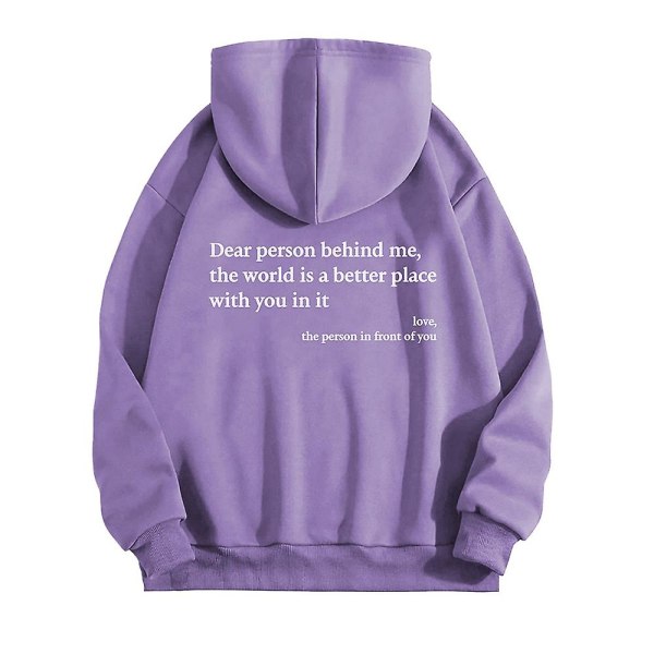 Dame Hættetrøjer med bogstavprint, afslappet sweatshirt, løs efterår langærmet sports gym pullover toppe Purple S