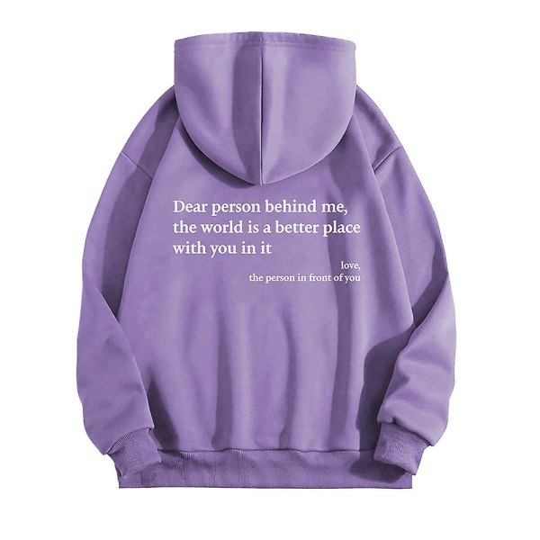 Kvinnor Printed Huvtröjor Casual Sweatshirt Lös Höst Långärmad Sport Gym Pullover Toppar Purple M