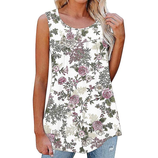 Naisten Muoti Ranta Kukkaprintti Pulloveri Naiset Bohemian Laskostetut T-paidat White Red 4XL