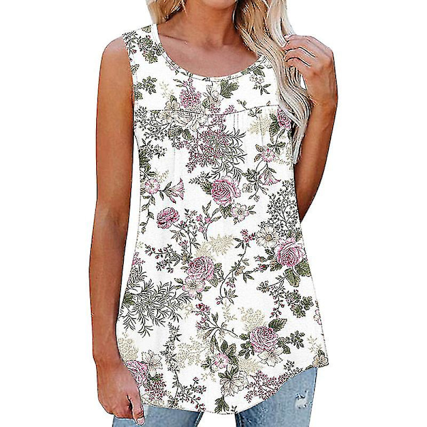 Naisten Muoti Ranta Kukkaprintti Pulloveri Naiset Bohemian Laskostetut T-paidat White Red M