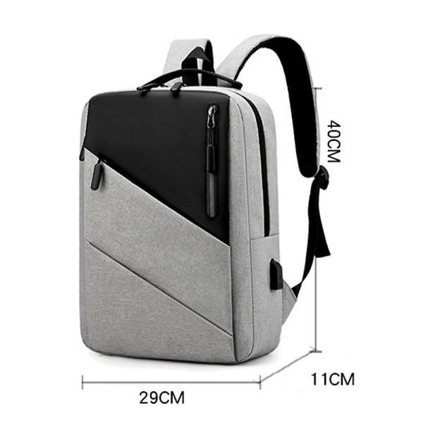 Affärsryggsäck med reflexremsa, Unisex Stor Kapacitet Laptop Ryggsäck Utomhus Reseryggsäck med USB-laddningsport Light Grey