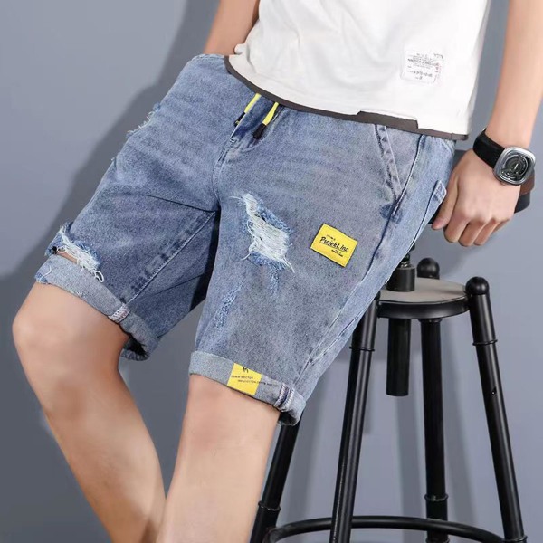 Miesten monipuoliset shortsit leveällä lahkeella, joustavat farkkushortsit rentoon shoppailuun ja matkustamiseen Gray 308 Cropped Pants M