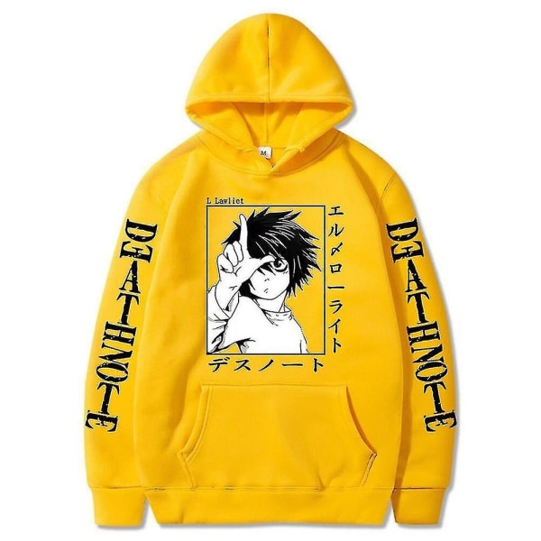 Anime Death Note Luvtröja Dam Rolig Pullover Sweatshirts Harajuku Hip Hop Huvtröjor Dam yellow M