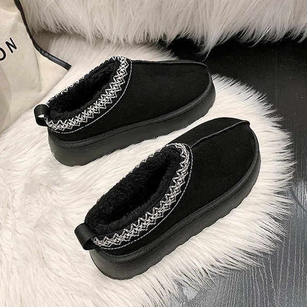 Dam Plattform Stövlar Tofflor Andas Värmande Tofflor Perfekt Present Till Jul Black 36