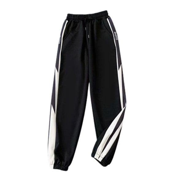 Sportbyxor med dragsko, lös passform, elastiska benslut, koreanska baggybyxor Black L