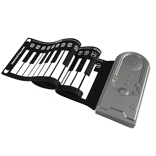 Bärbart Handrullpiano Flexibelt Digitalt Rullpiano Keyboard Silikon Hopfällbart Elektronisk Keyboard Uppladdningsbart Barn Tidig Inlärning Piano Moonlight Silver