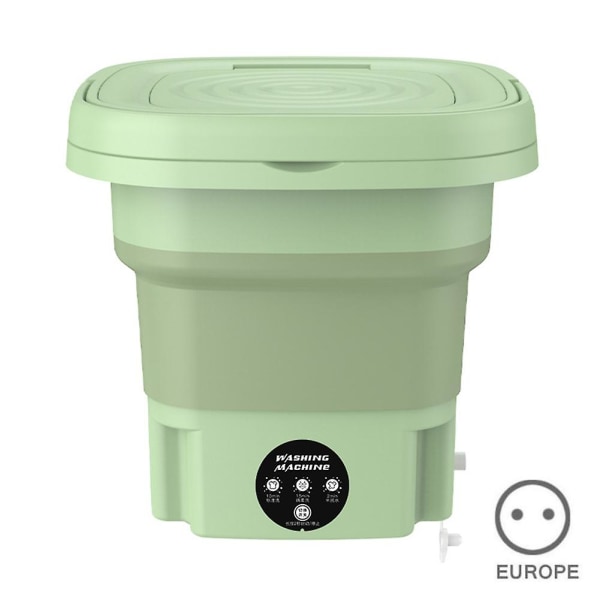 Vikbar Tvättmaskin Underkläder Strumpor Tvättmaskin Portabel Multifunktionell Klädtvättare Grass Green EU plug