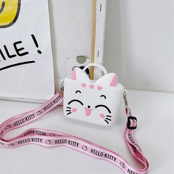 Sarjakuvaeläin silikoni olkalaukku kolikkokukkaro säädettävällä hihnalla kannettava uutuus olkalaukku avainlaukut tytöille teineille uusi Bunny With Pink Bow
