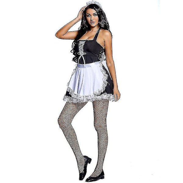Sexig Dam Maid For You Kostym Underkläder Halloween Party Club Maskeradklänning Med Strumpor S-xxxl Plus Size L