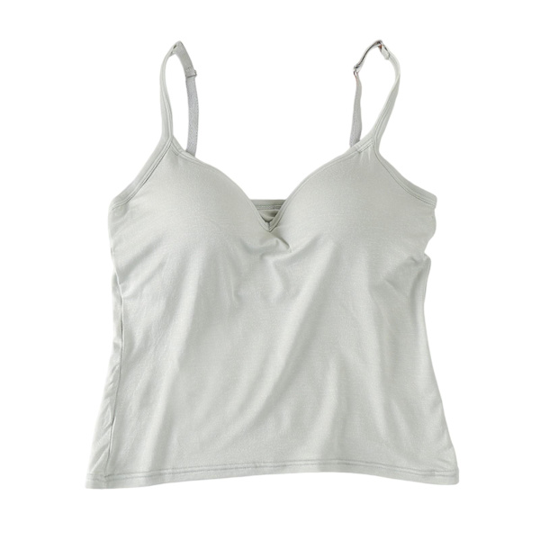 Tanktopp for kvinner med innebygd BH, justerbare spaghettistropper, formell, til hverdags, fest, ball Fluorescent Green XL