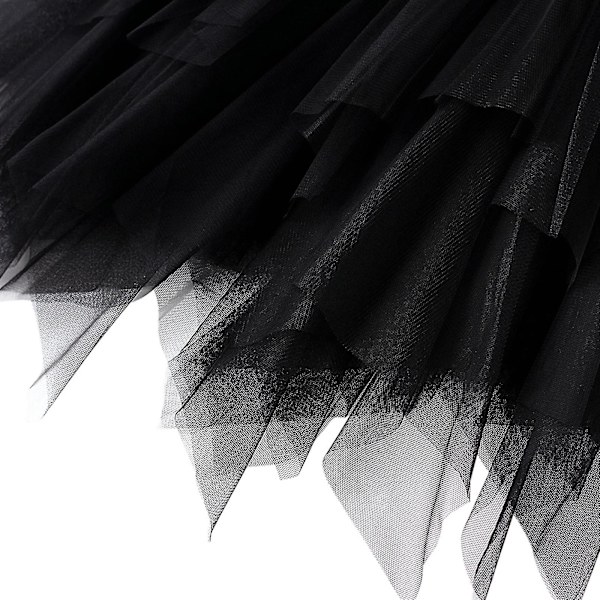 Oregelbundna Långa Tyllkjolar för Kvinnor Elastisk Hög Midja Mesh Tyll Tutu Maxikjol Black M