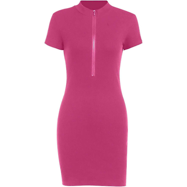 Damekjoler Salgsfremmende Rydding Dame Mote Sommer Sexy Ensfarget Glidelås V-hals Kortermet Mini Kjole Festkjoler Kjoler Black L