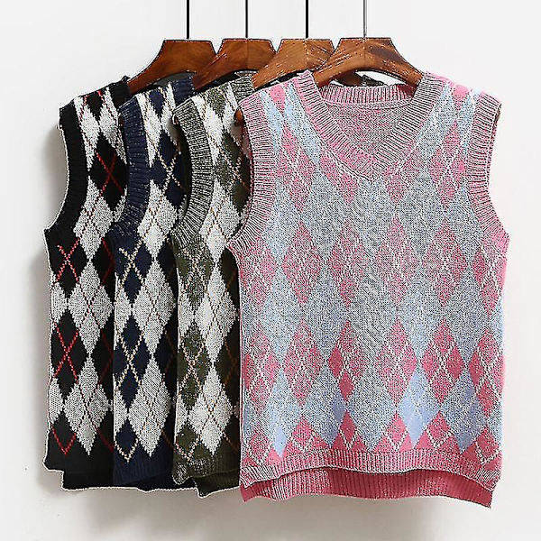 Strikket Vest, Afslappet Pullover Elastisk Sweater Pink L
