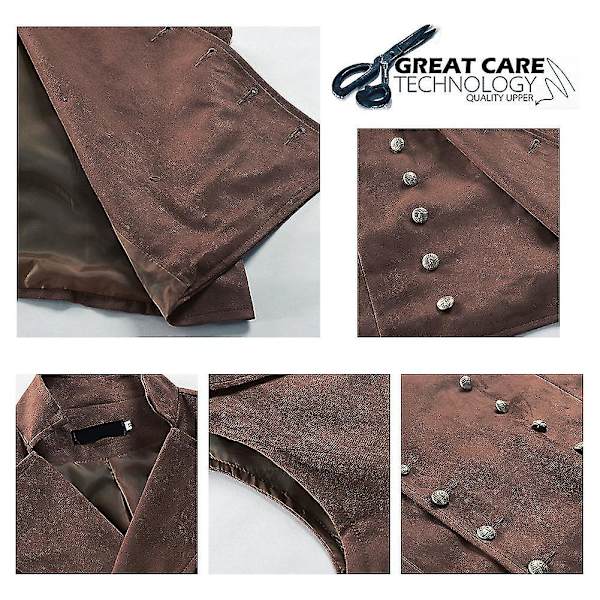 Herr Suede Dubbelknäppt Antik Casual Väst Brown M