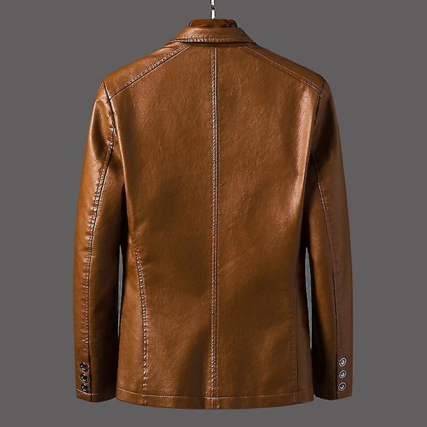 Casual Blazer Jakker Herre Overtøj Læderjakke Herre Casual Læderjakke Herre Slim Pu Læderjakke Mode Tøj Black L