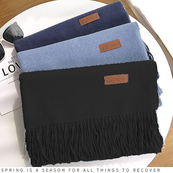 Dame Tørklæde Tæppe Tørklæde Dame Cashmere Følelse Cashmere Sjal Black
