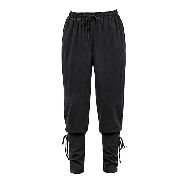 Keskiaikaiset housut viikinkipuku miehille naisille merirosvohousut nyörityksellä renessanssihousut merirosvo ruskea musta plus-koko Halloween black XL