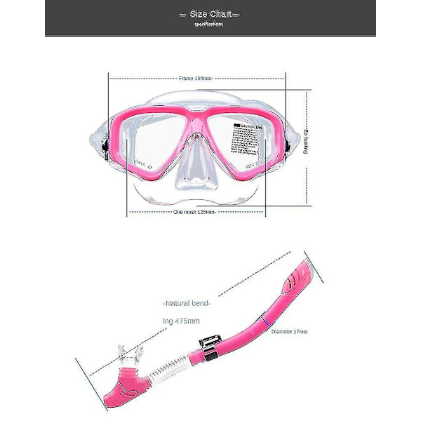 Härdat Glas Silikon Dykmask Snorkelset Myopi Simglasögon Hvid