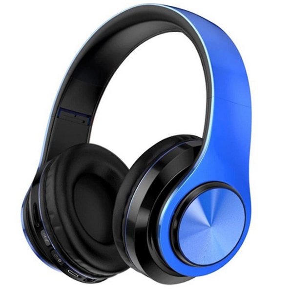 Bluetooth Hodetelefoner Trådløse Hodetelefoner Over Øret Med Mikrofon, Sammenleggbare & Lett Stereo Trådløst Headset For Reise Arbeid Tv Pc Mobiltelefon Blue