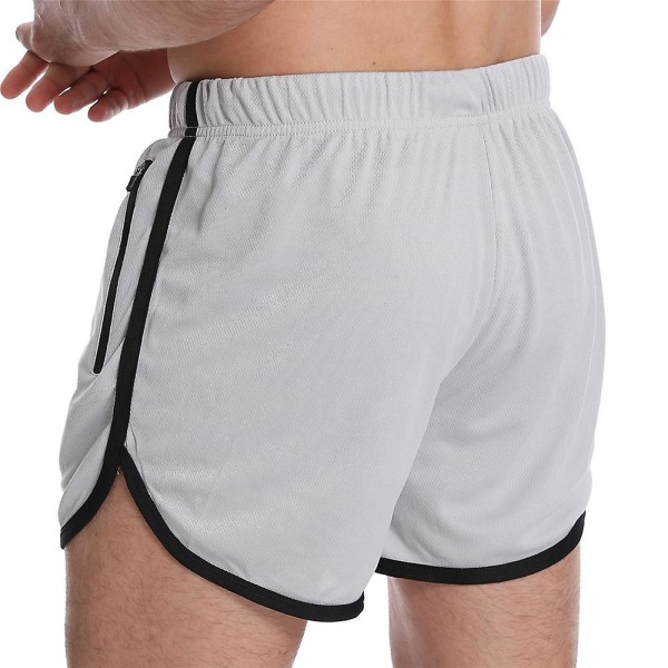 Herr Camo/plain elastisk midja dragsko svett shorts sport joggare trepunktsbyxor Light Grey L