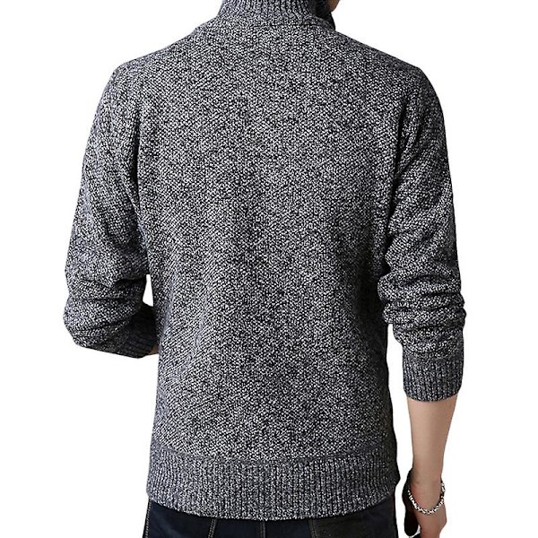 Herr Ull Stickad Trattkrage Kofta Jacka Dragkedja Tröja Toppar Dark Grey M