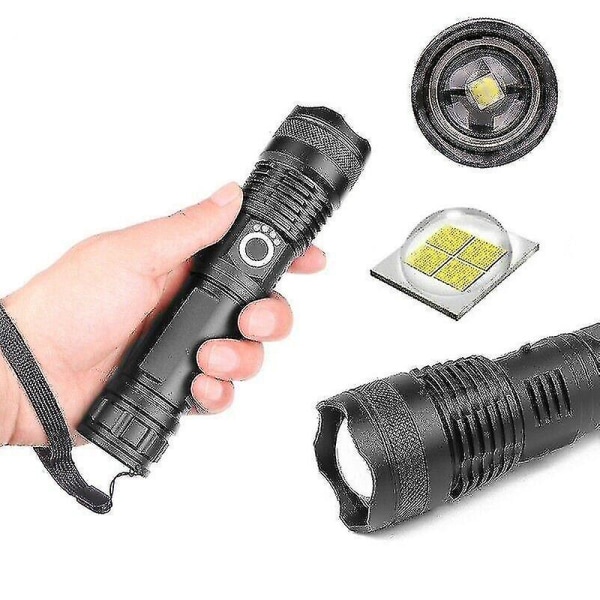 Superstark 90000lm Taktisk LED-ficklampa med Uppladdningsbart Batteri Zoombar