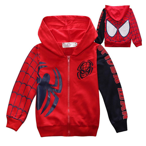 Superhjälte Spider-man Hoodie Jacka Kappa Sweatshirt Zip Barn Pojkar Tecknad Långärmad Casual Huvtröjor B 5-6 Years