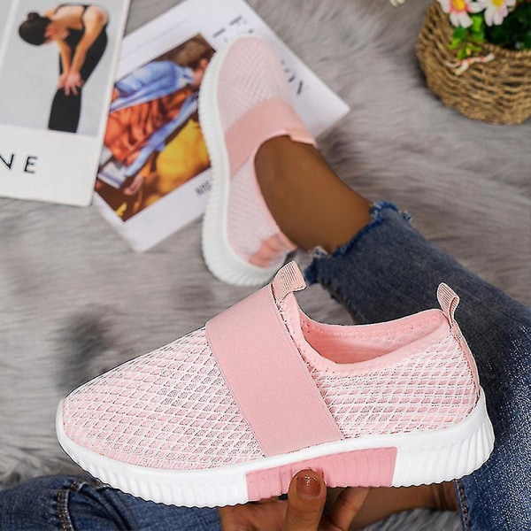 Naisten hengittävät verkkotennarit, slip-on lenkkitossut, urheilusukat Pink EU 40