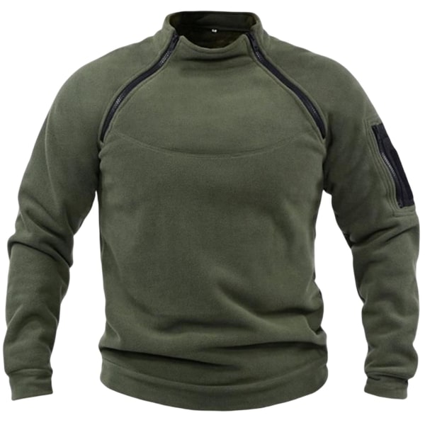 Herre Stand Collar Sweatshirt Vinter Varmende Åndbar Pullover Casual Langærmet Termisk Frakke Army Green 3XL