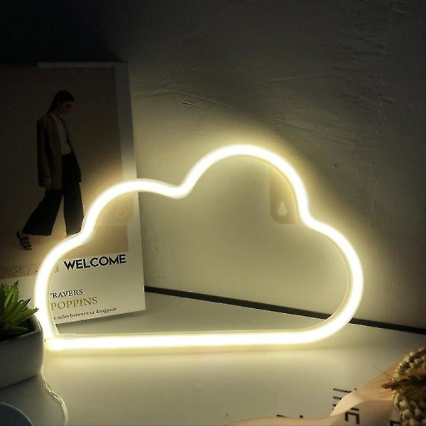 Moln Neon Skylt, LED Neon Ljus Vägglampa Väggdekor, Batteri Eller USB-driven Lysande Neon Skylt För Sovrum, Barnrum, Vardagsrum, Bar, Fest, Jul Warm White
