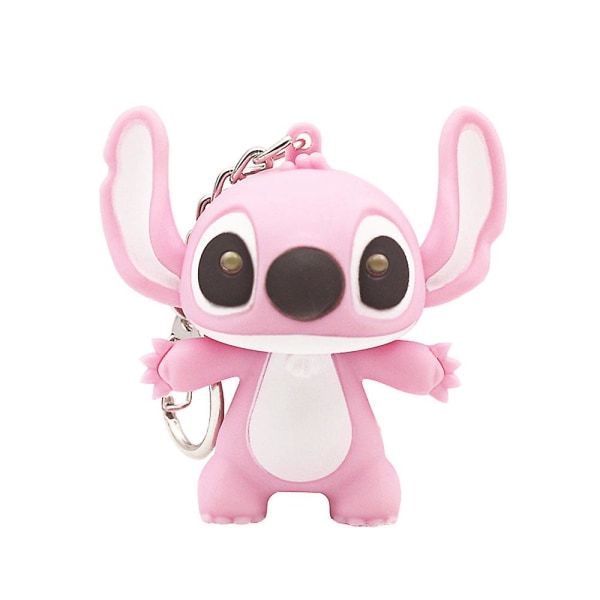 1/2 stk Stitch Leker Anheng Tegneserie Lydmodell Nøkkelring Par LED Nøkkelring Fans Gave Pink