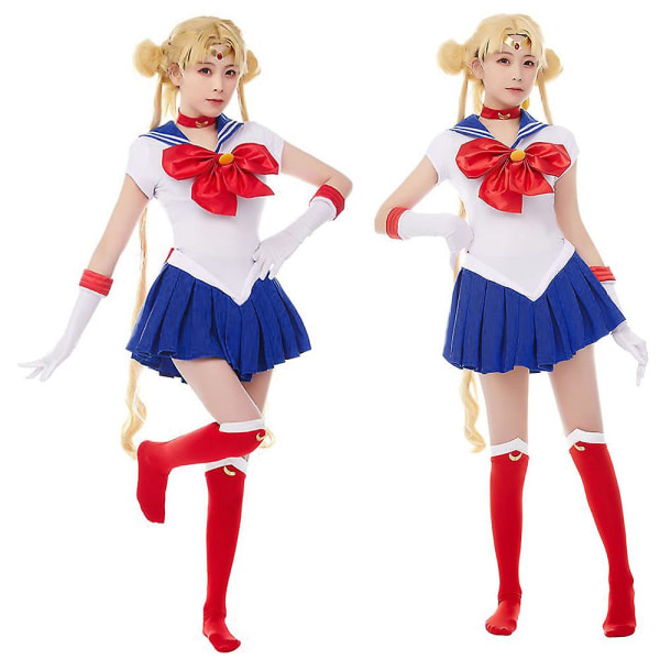 Sailor Moon Cosplay Dräkt Outfit Tsukino Usagi Japansk Anime Kvinnor Flicka Uniform Set Fest Klänning S