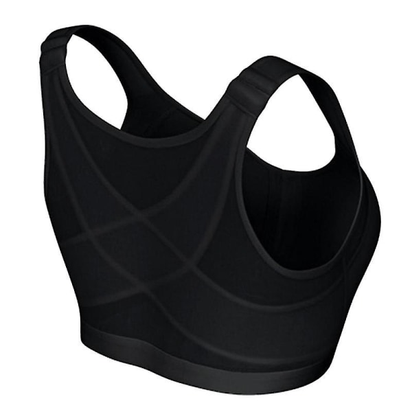 Trådlös hållningsstöd BH Andningsbar frontstängning Underkläder för kvinnor Yoga Sport Black L